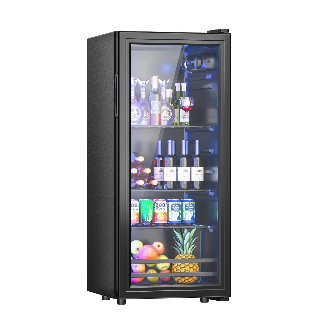 122L Hotel Single Door Mini Fridge For Room Portable Coolers Glass Door Fridge Bar