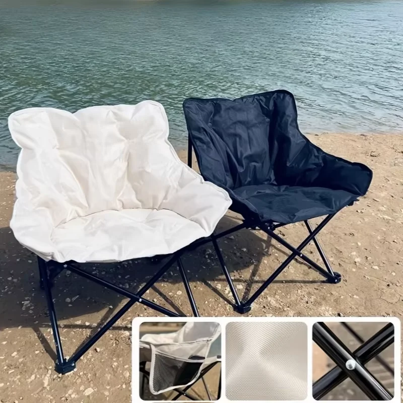 Outdoor Full Sponge Filled Fishing Chair Thickened High Back Portable Outdoor Foldable Chair Carry Bag