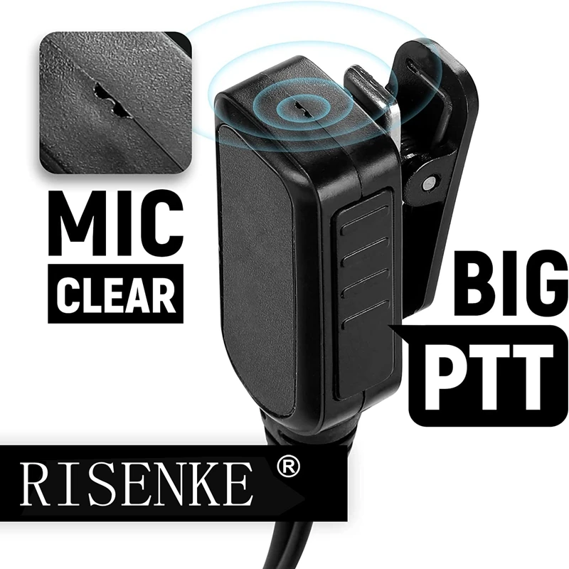 RISENKE-Walkie Talkie Earpiece for Motorola,Radio with PTT Mic Headset,RDM2070D,CLS1110,CLS1410,CP200,GP2000,XU1100,PRO1150,MU12