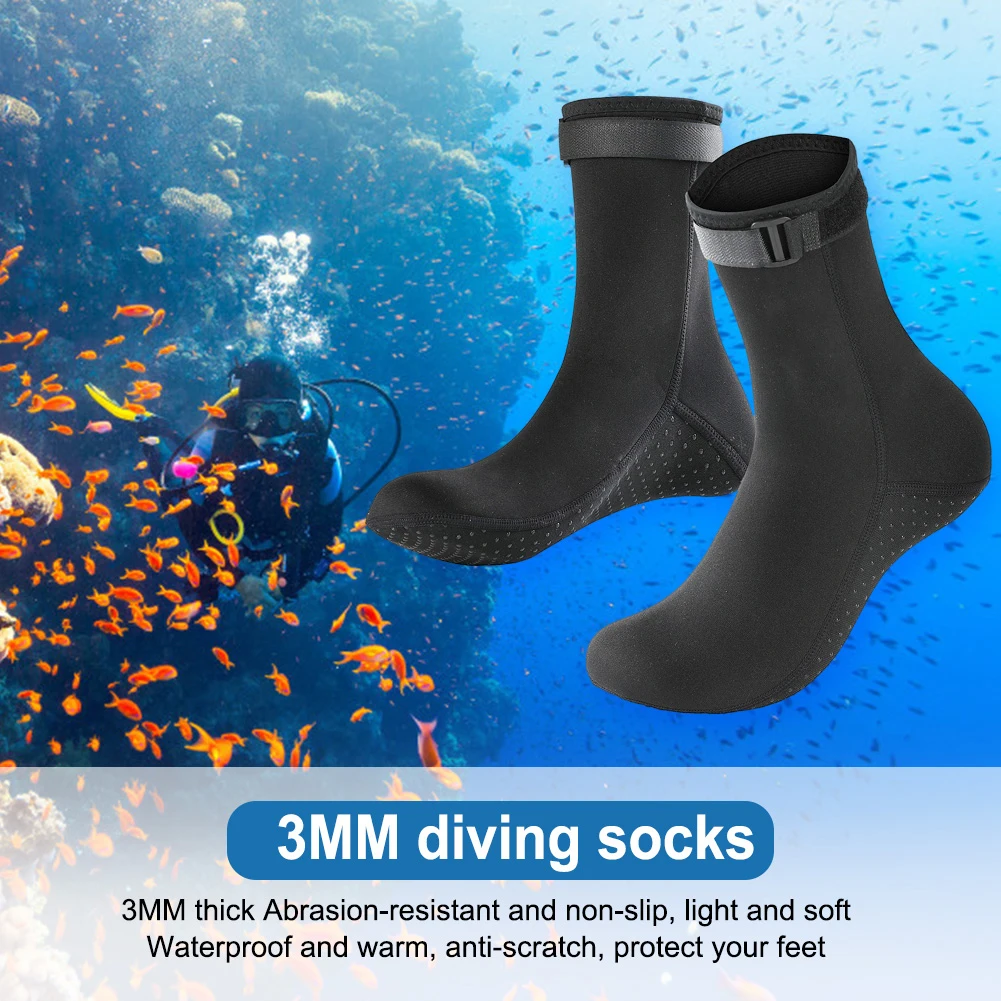 3mm Diving Surfing Boots Winter Warm Unisex Snorkeling Fin Sock Anti Slip Neoprene Wearable Portable Lightweight for Water Sport