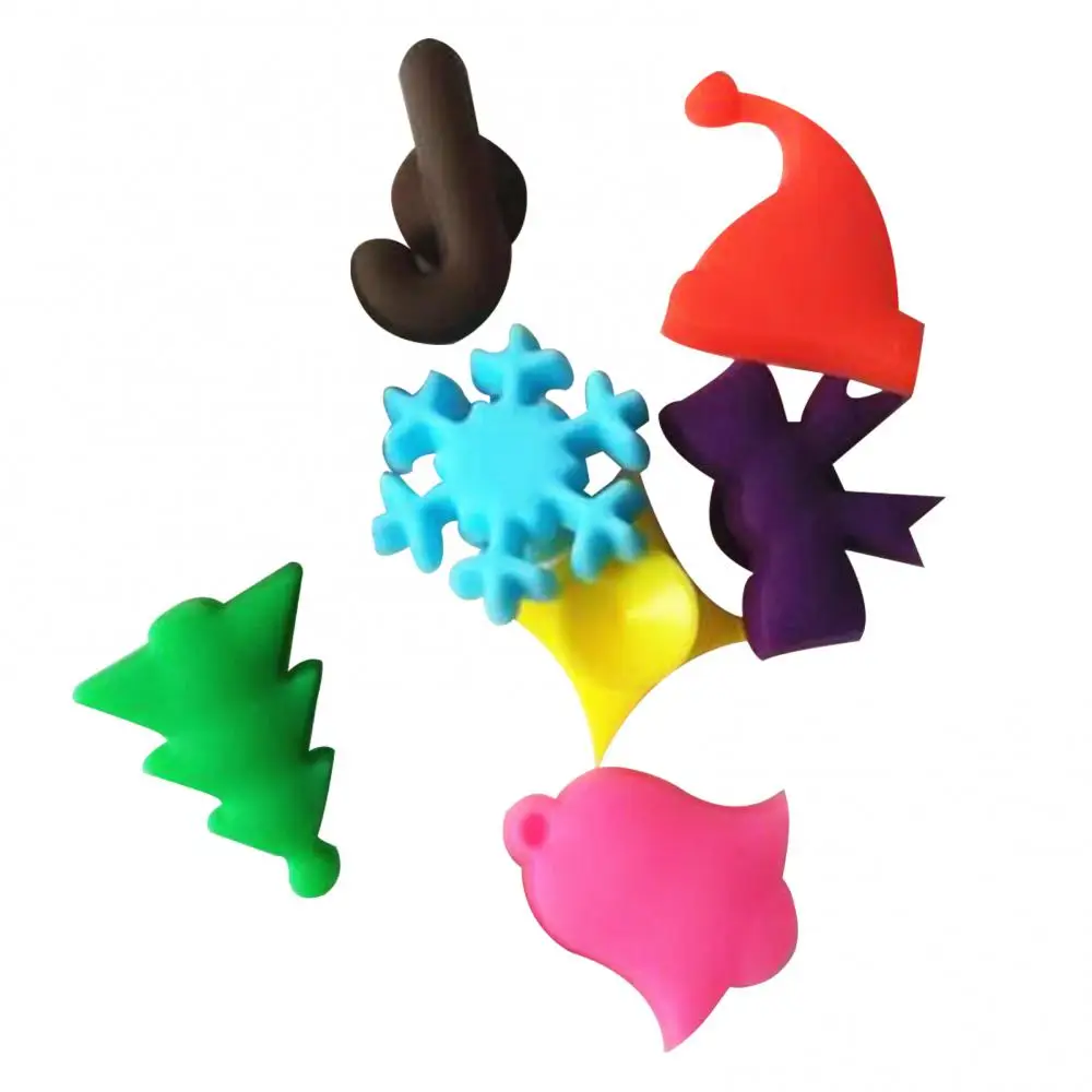 Silicone Wine Cup Suction Cup Label Christmas Party Identifier Wine Bottle Recognizer Marker Mark Sign Personality