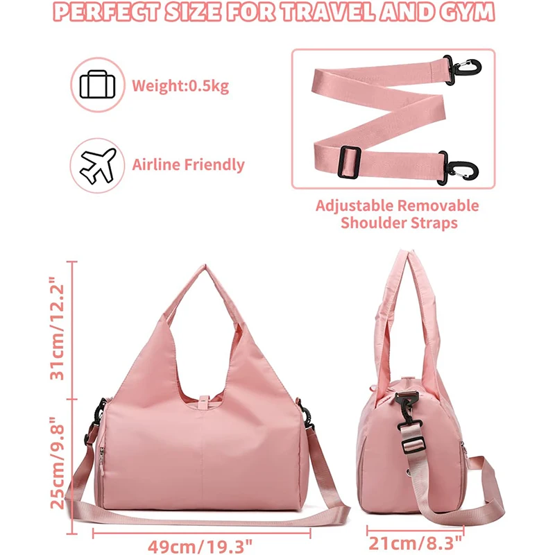 Carry On Travel Bag with Dry and Wet Separation Bag Lightweight Compartment Sports Fitness Bags Luggage Handbag