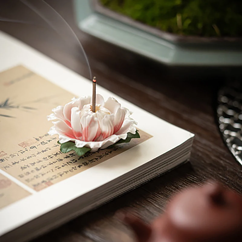 Ceramic Incense Burner Stick Holder for Aromatherapy, Differents Shape of Flower, Tea Pet, Peony, Cha Dao Tearoom, Yoga Access