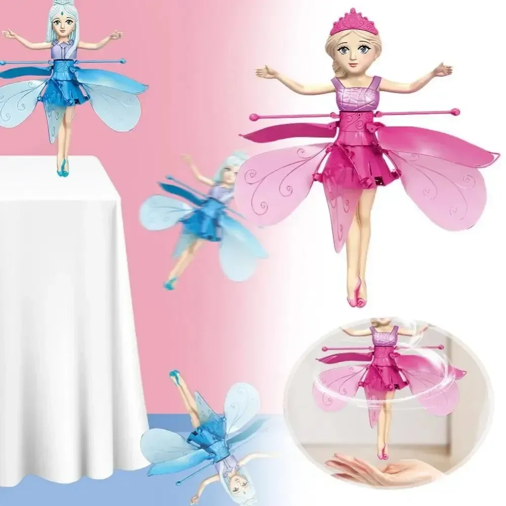 USB Rechargeable Gesture Luminous Aircraft Girls Toy Hand Sensor Magical Flying Pixie Toy Infrared Sensor Flying Doll Kid Gifts