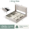 Bed Frame with 4 Storage Drawers and Tufted Headboard Linen Upholstered Frame Wingback Beds with Wooden Support, Easy Assembly 2