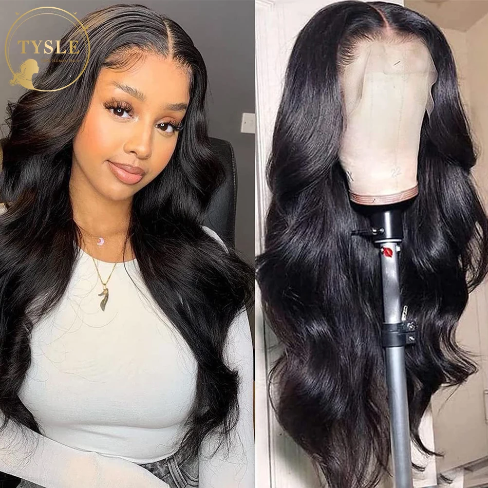 

Body Wave Human Hair Lace Frontal Wig Pre-Plucked 30 Inch Brazilian HD 13X4 Lace Front Wig For Women Natural Black TYSLE