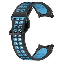 Dual-Color Silicone Watchband Strap - Versatile and Stylish Accessory for Watch 5 Pro 45mm (Black sky blue)