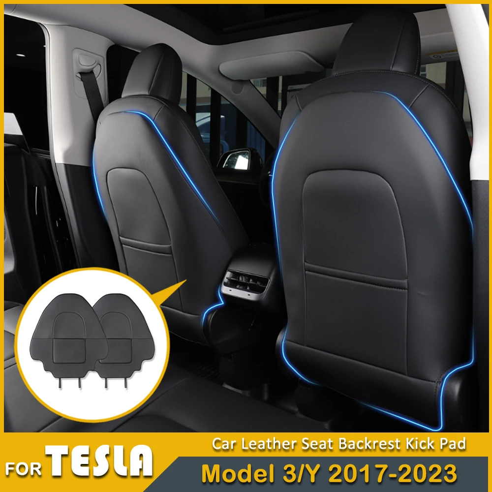 

For Tesla Model 3 Model Y 2017-2023 Seat Backrest Kick Pad Leather Protective Cover Anti-Kick Pad Interior Car Accessories