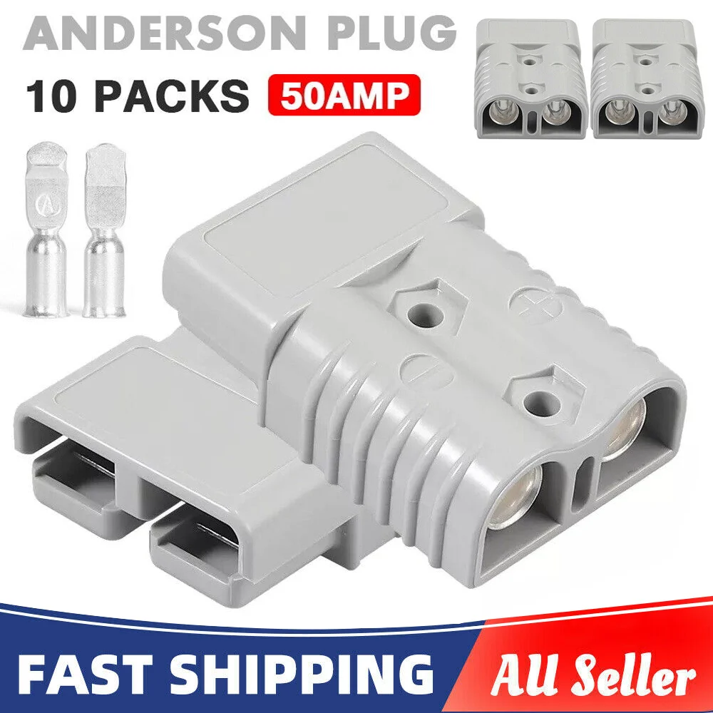 10PCS Anderson Style 50 AMP Plug Connectors for 6AWG Power Tools