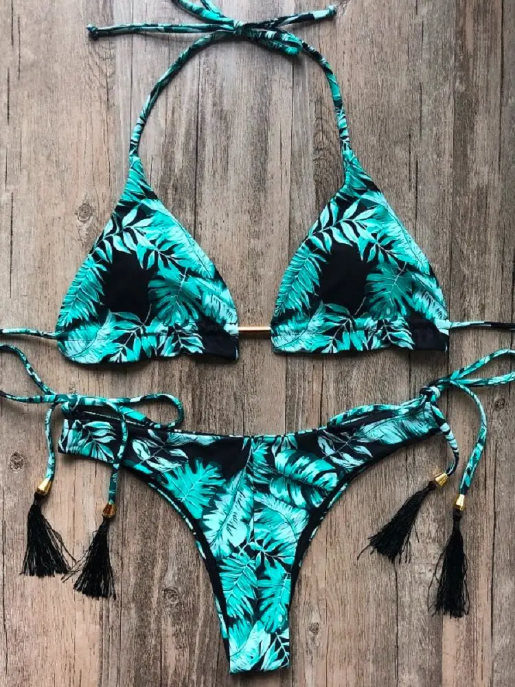 Bikinis 2021 Biquini Maillot De Bain Femme Bathing Suit Women Sexy Coconut tree Print Swimsuit Swimwear Bikini Push Up K06-K07