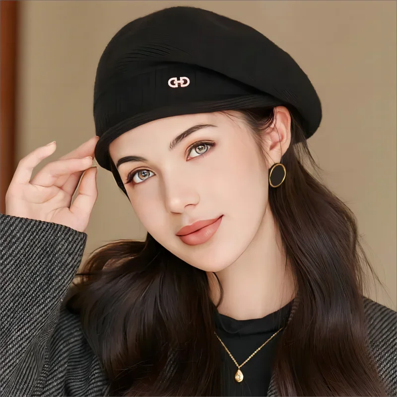 Hot Sale Autumn Winter Simple Premium Feel Sweet Cool Versatile British Painter Style Beret Warm Windproof Mushroom Hat Elegant_voghion.com