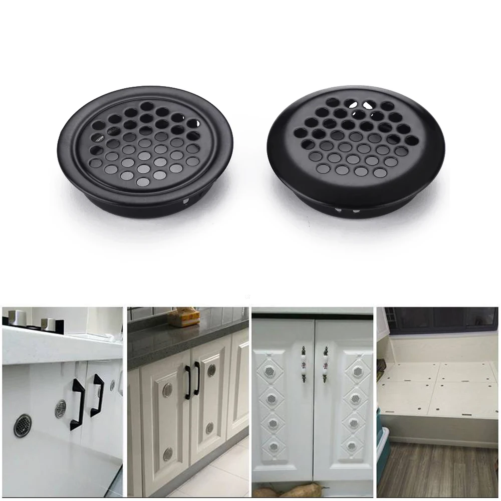 Air Vent Grille Ventilation Grille Air Vent Cover Dia.19mm/25mm/29mm/35mm/53mm Round Air Vent Cover Wardrobe Cabinet Mesh Hole Lid Kit Louver Ventilation Stainless 10pcs/ lot