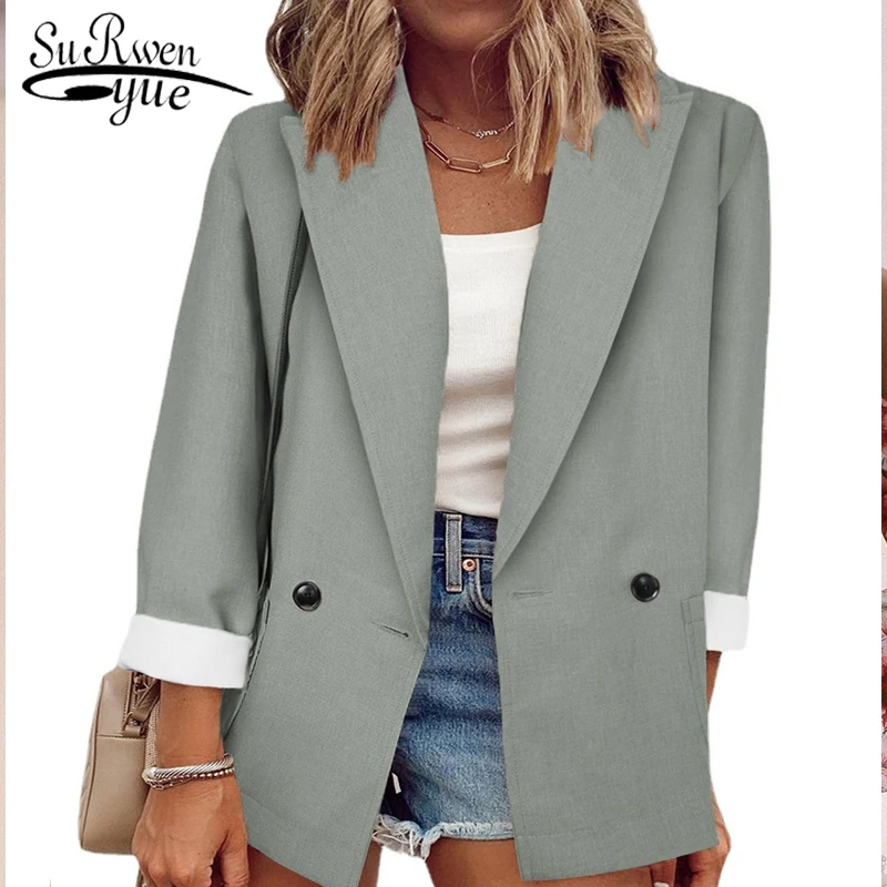 

2022 Autumn Winter Women Fashion White Black Jackets Chic Button Office Suit Coat Ladies Outwear Elegant New Suit Coat 22465