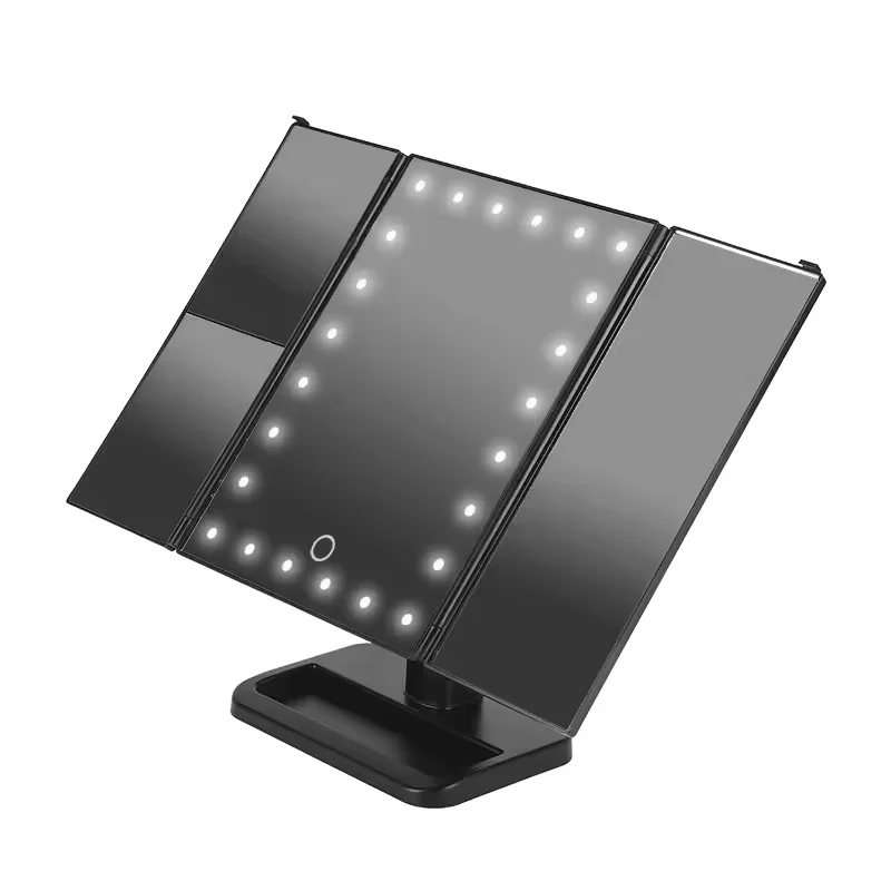 스마트 터치 스크린이 있는 LED 접이식 화장대 거울, 180 회전 조절식 조광기, 확대 테이블 메이크업 거울