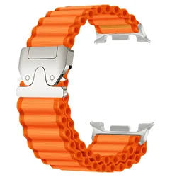 Nylon Loop Strap - Premium Sports Trail Band and Classic Bracelet Accessories - Watch 8 Classic (Orange silver buckle)