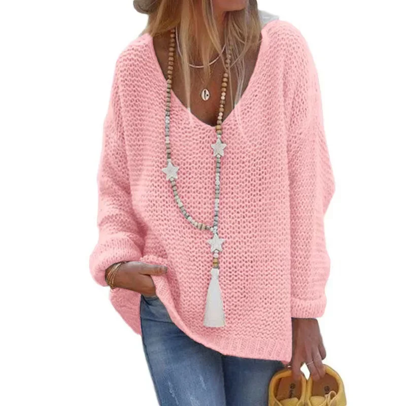 Women's V-Neck Long Sleeve Knitted Sweater
