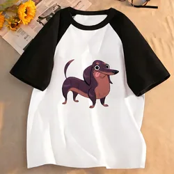 Kids' Fun Dachshund Dog Graphic T - Shirt - Short Sleeve Casual Summer Top - 160 (BLACK)