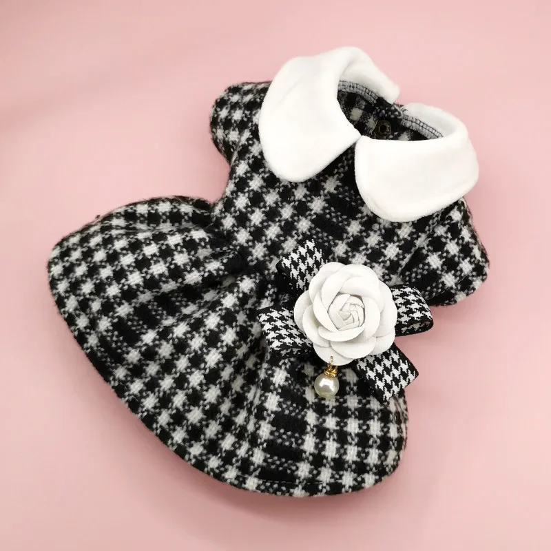 thumbnail image 1 of Ropa para perros con fragancia pequeña a la moda Ins, ropa para gatos con patrón de mil pájaros, chaqueta de otoño e invierno para gatos, 1 of 4