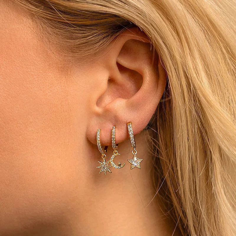 Creolen aus 925er-Sterlingsilber mit Nadel, kleine Huggies-Creolen für Damen, winziger Kristall-Zirko-Anhänger, Knorpel-Ohrringe, Piercing-Schmuck – Detail 36