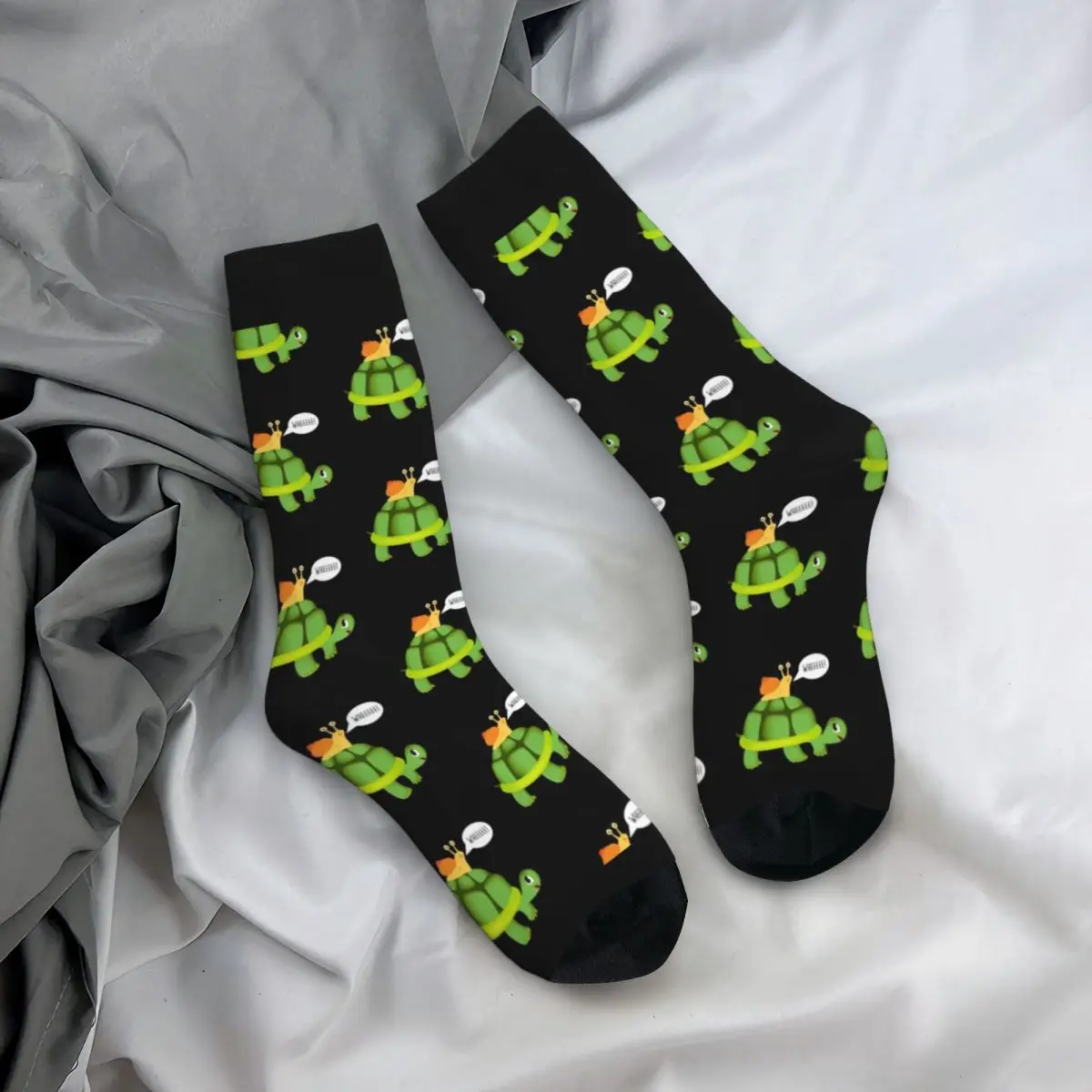 

Snail Riding On Turtle Yelling Whee Socks Spring Stockings Gothic Unisex Quality Socks Custom Skateboard Anti Skid Socks