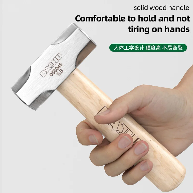 Fitter Hammer Polished Solid Wood Short Handle Octagonal Iron Hammer Round And Flat Head Small Schoolwork Manual Hardware mini hammer