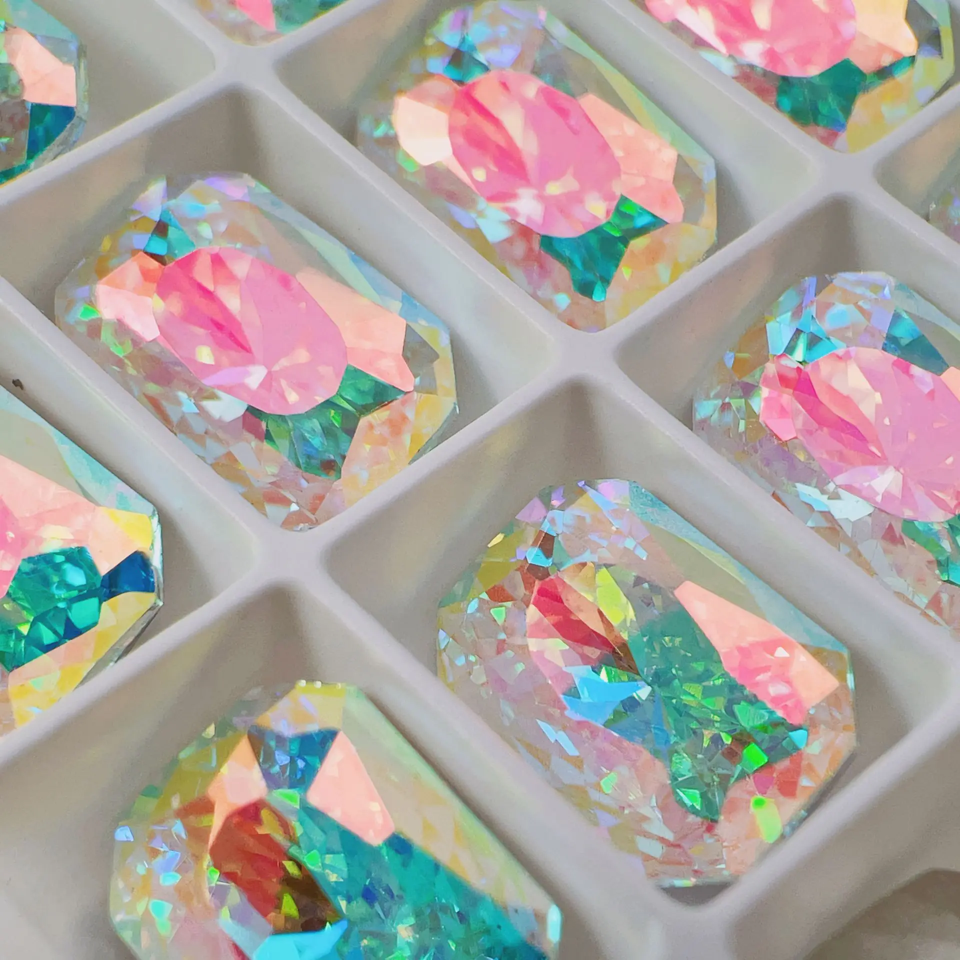 DIY 네일 아트용 팔각형 새 둥지 컷, 멋진 유리 스톤, 포인트백 보석, 크리스탈 라인석 비즈, 라인석 액세서리, K9