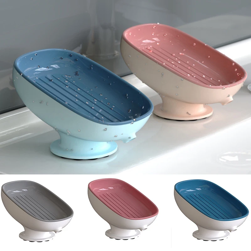 1PC Super Suction Cup Soap Dish With Drain Water For Bathroom Soap