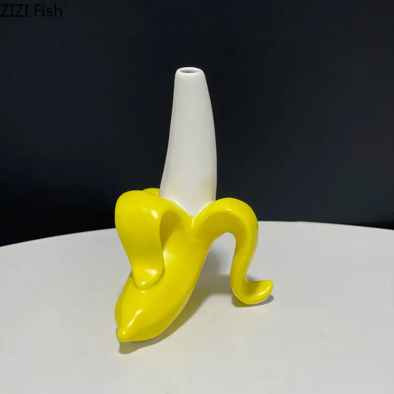 Simulated Banana Ceramic Vase Flower Pots Desk Decoration Artificial Flowers Decorative Floral Arrangement Banana Shape Vases 5