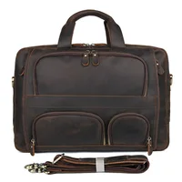 17.3 Inch Laptop Briefcase Genuien Leather Laptop Bag Business Travel Tote Bags Handbags For Men Male Large Brief Case Bag Retro 2