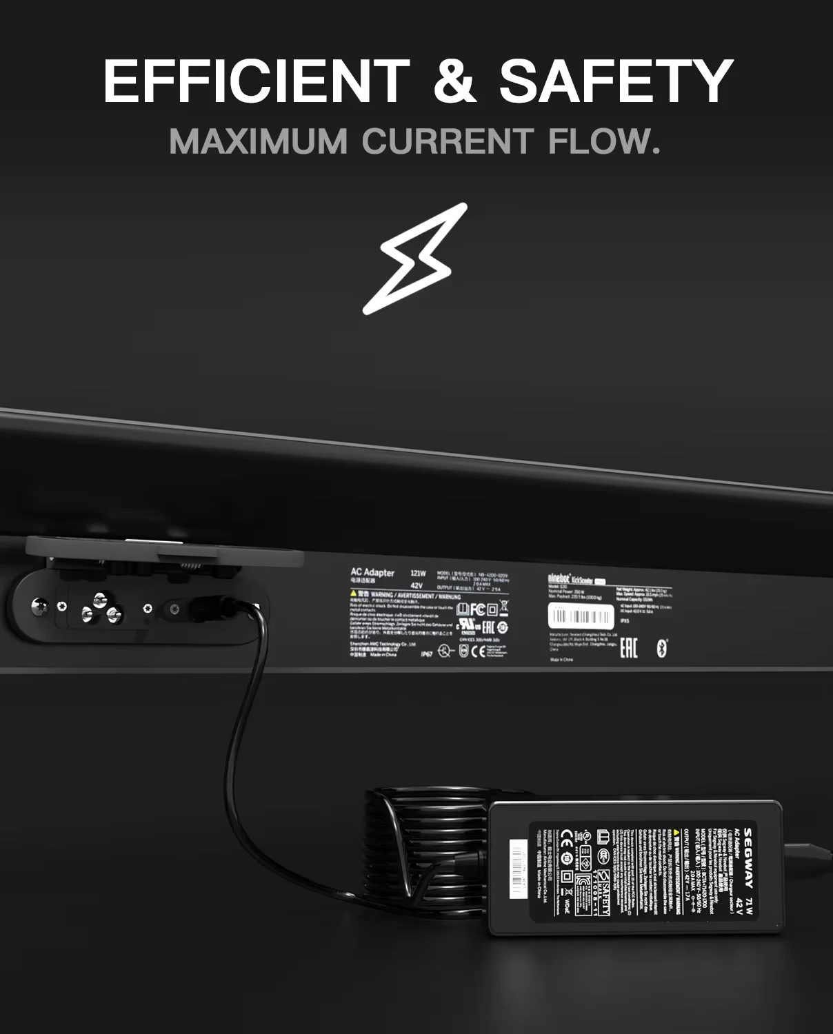 High-Performance 42V Electric Scooter Charger, 1.7A 70W Output