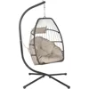 Egg Hanging Chair with Stand Hammock Wicker Basket Hanging Patio Swing Chair UV Resistant Cushion for Indoor Bedroom 1