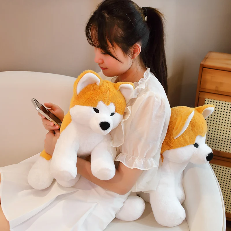 35/45cm Realistic Akita Dog Plush Toy Stuffed Lifelike Animal