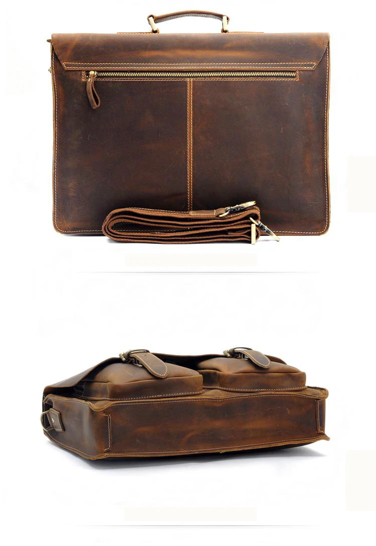 Crazy Horse Cowhide Leather Briefcase