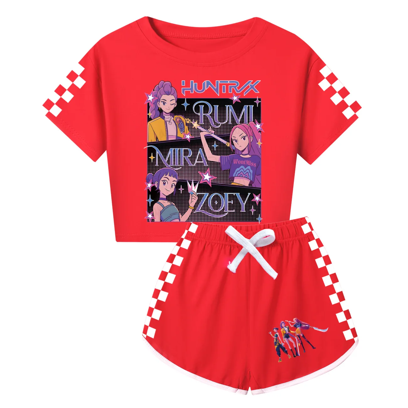 Ensemble 2 Pièces Demon Hunters - Style Streetwear K-Pop, T-shirt Et Pantalon Pour Enfants Garçons/filles