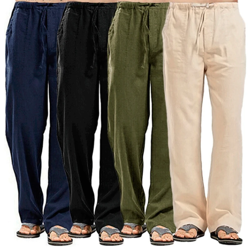 FGKKS Linen Wide Men Pants New Korean Oversize Linens Streetwear Trousers Male Spring Casual Men Pants men pants