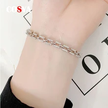 

COSYA Real 925 Sterling Silver Geometric High Carbon Diamond Anklet Bracelet For Women Daily All-Match Party Fine Jewelry Gifts
