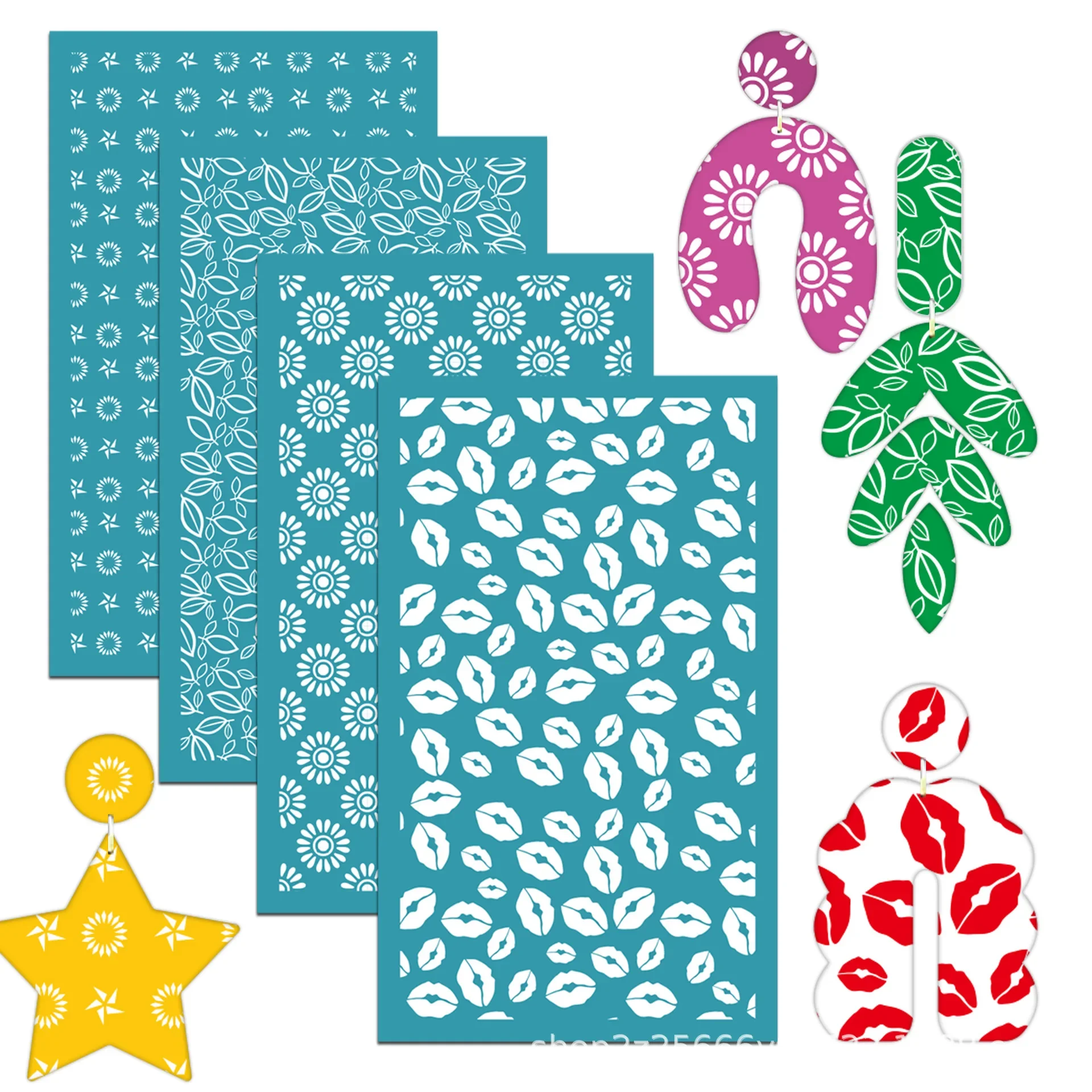 

Silk Screen Stencils Clay Printing Jewelry Decorating Pottery Tools DIY Embossing Die Reusable Painting Stencil Pottery Glaze