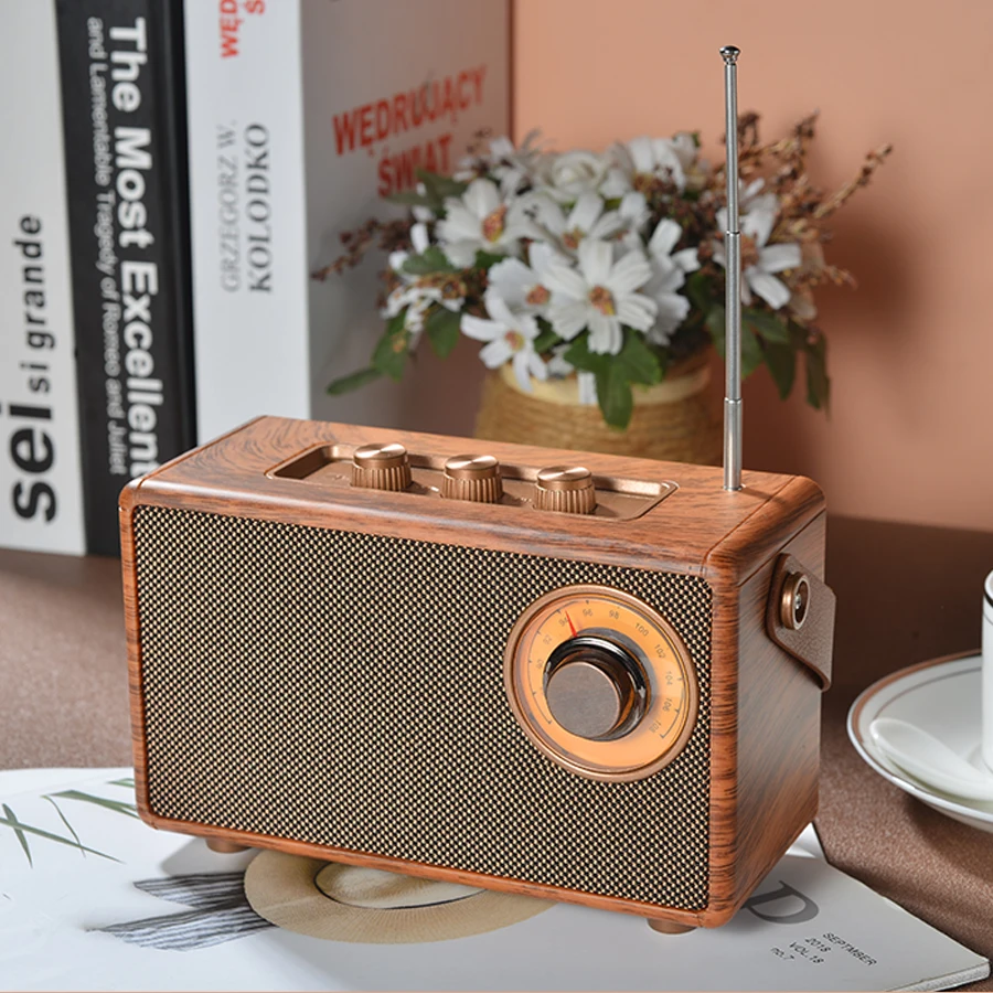 Retro Portable Wireless Bluetooth Speaker High-Quality Powerful Stereo Sound Box Vintage FM Rechargeable MP3 Player_voghion.com