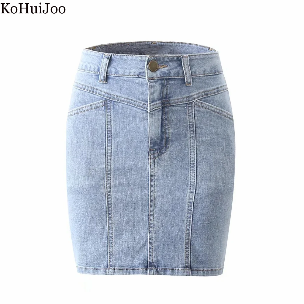 

2022 Summer Denim Skirt Women Water Washed High Waist Sexy Bodycon Mini Short Denim Skirts Stretchy Jeans Skirt for Girls