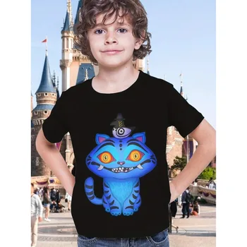 Retro Derpy Tiger KPop Devil Hunter Printed Children T-shirt Anime Short Sleeve Cotton Tee Summer Boys and Girls Casual Top 1