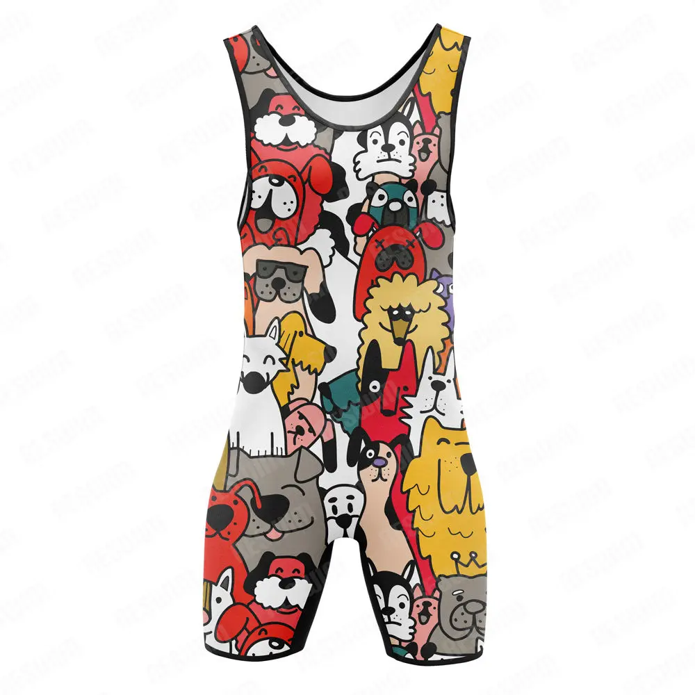 New Men's Wrestling Singlet Suit Triathlon Undershirt Leotard One Piece Sleeveless Sports Fitness Bodysuit Male Singlet Jumpsuit