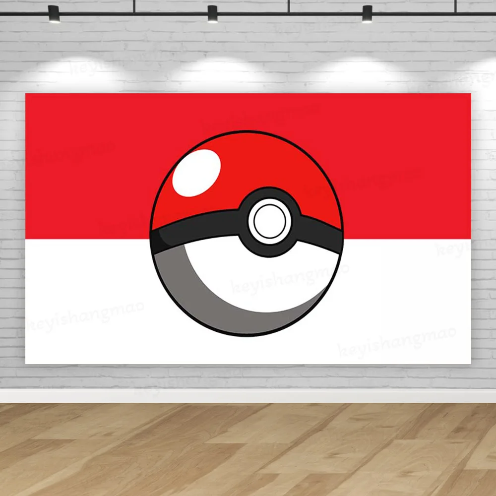 thumbnail image 1 of Fondo de Pokémon Pikachu Poke Ball para fiesta de cumpleaños de niño y niña, pancarta colgante para pared, decoración para baby shower, dormitorio, regalo, 1 of 5
