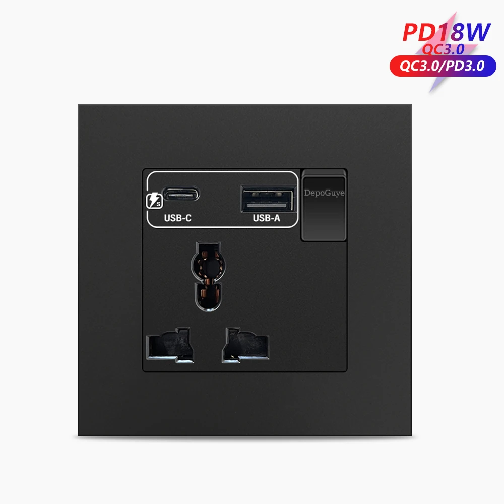 1Gang 3Pin-AC-18W-Bl