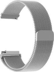 Sleek Milanese Metal Loop Watch Strap, Adjustable 20mm/22mm Band for 22mm watch band (Silver)