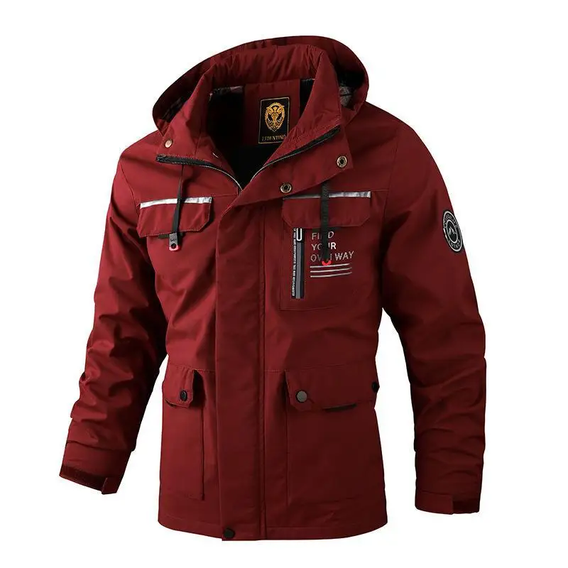 

Fashion Men's Casual Windbreaker Jackets Hooded Jacket Man Waterproof Outdoor Soft Shell Winter Coat Clothing Warm Plus Size