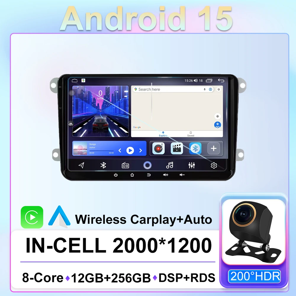 No 2din  For VW T5 Jetta Passat B6 Golf MK6 Tiguan Touran Scirocco Skoda Rapid Octavia Leon CarPlay Android Radio Video GPS DVD