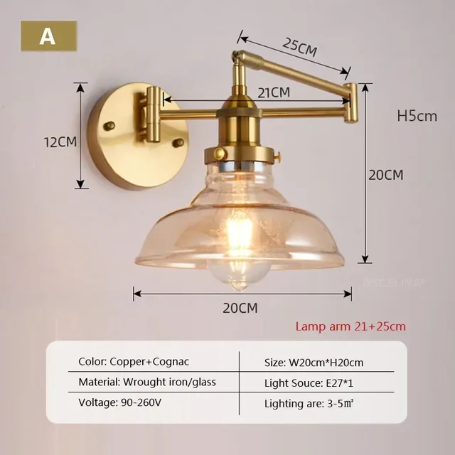 Vintage Swing Arm Bedside Wall Lights - Lighting4Home