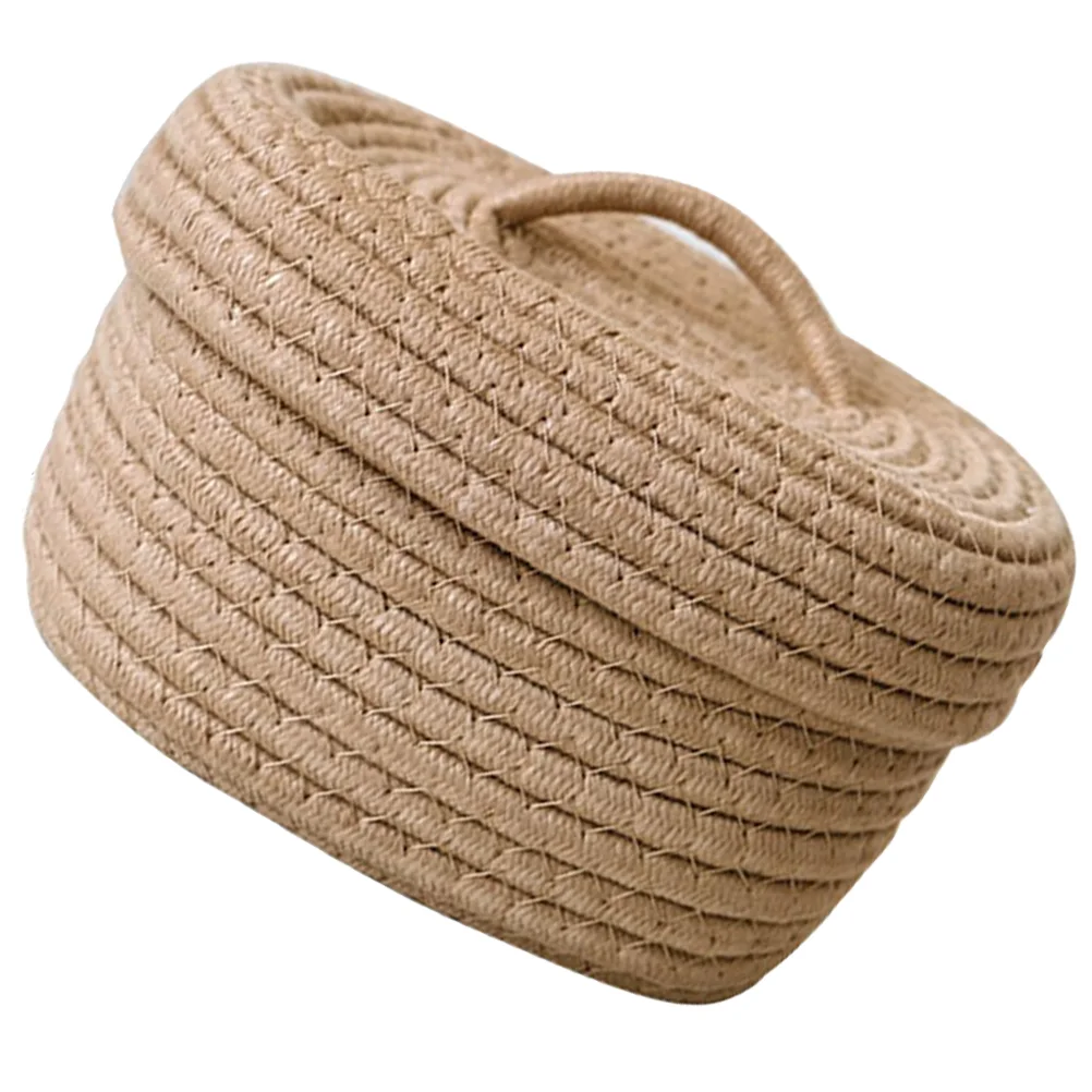 

Desktop Nordic Simple Style Covered Rope Storage Box Snacks Toy Cosmetics Basket Khaki Color Cotton Woven Baskets