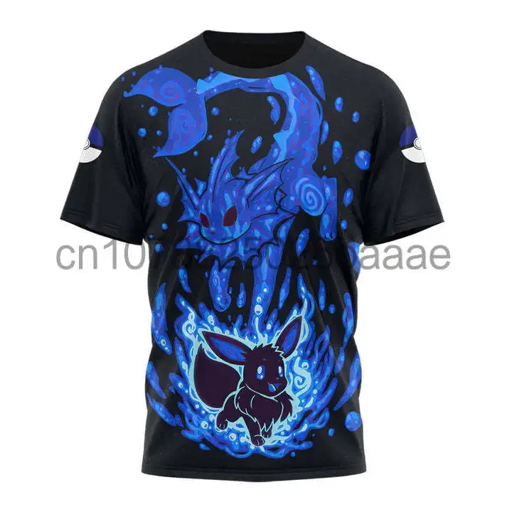 

2024 Pokemon Vaporeon Gyarados Men's and Women's 3D Y2k T-shirts Sports and Leisure Children's Short Sleeves