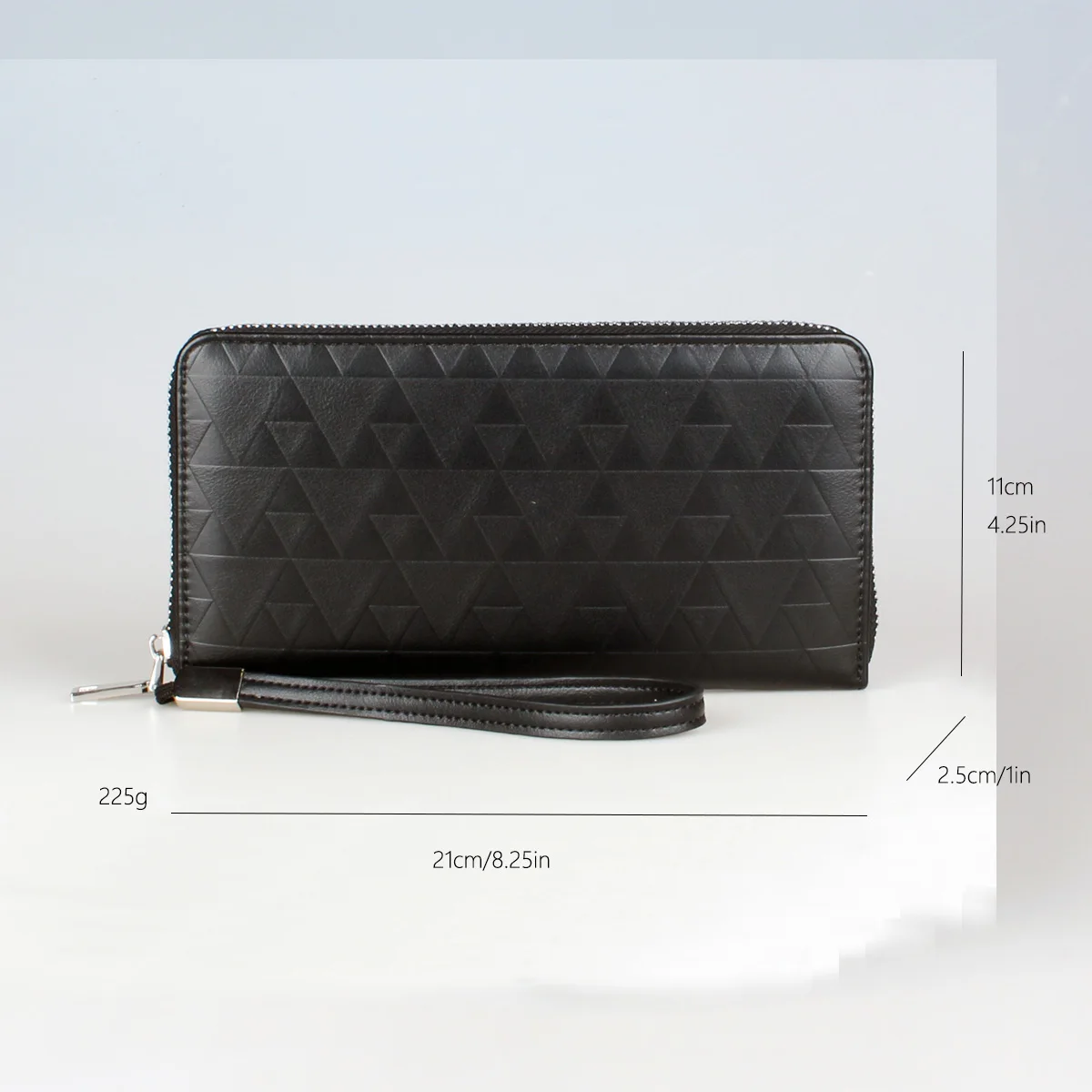 Trendy Black Minimalist Long Clutch Wallet, Classic Zipper Around Coin Purse, Portable Wristlet Bag